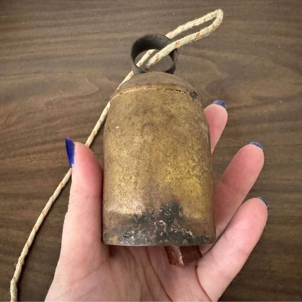 Vintage Rustic Cow Bell with Rope