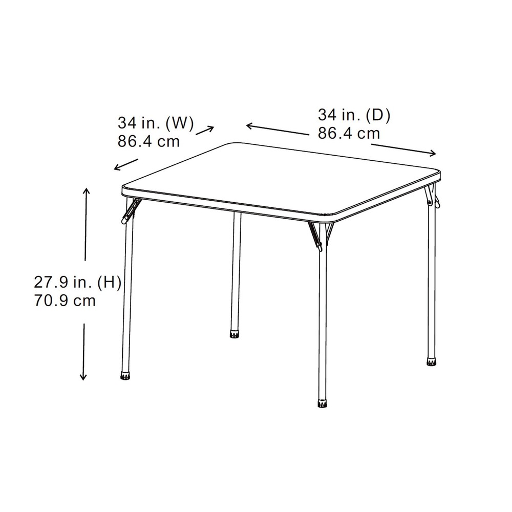 Mainstays 34inch Straight Top Folding Table, Card Table, Black