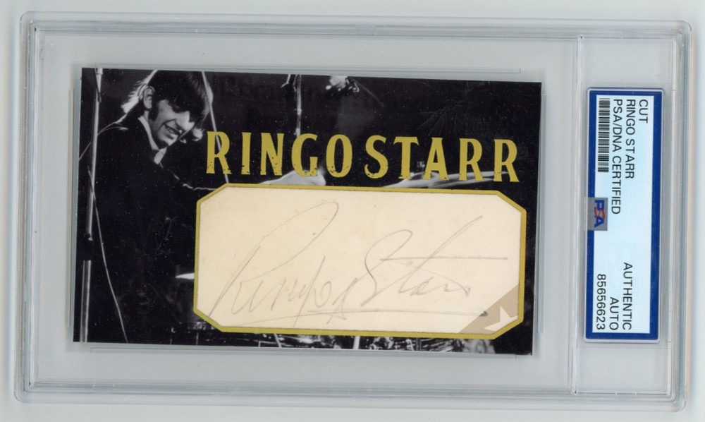 Ringo Starr Signed Cut Custom The Beatles  3x5 Card PSA DNA AUTO