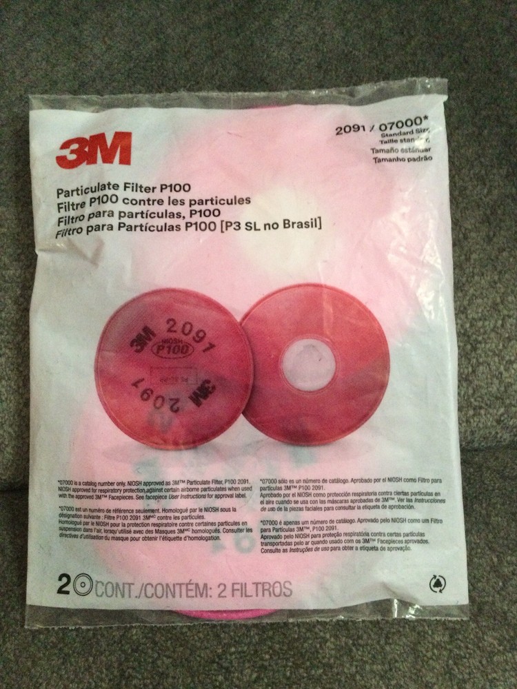 New 3M Particulate Filter P100, Standard Size 2091/07000* - 2 Count