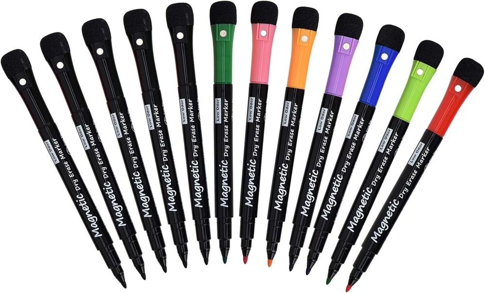 Magnetic Fine Tip Whiteboard Markers – 12 Pack
