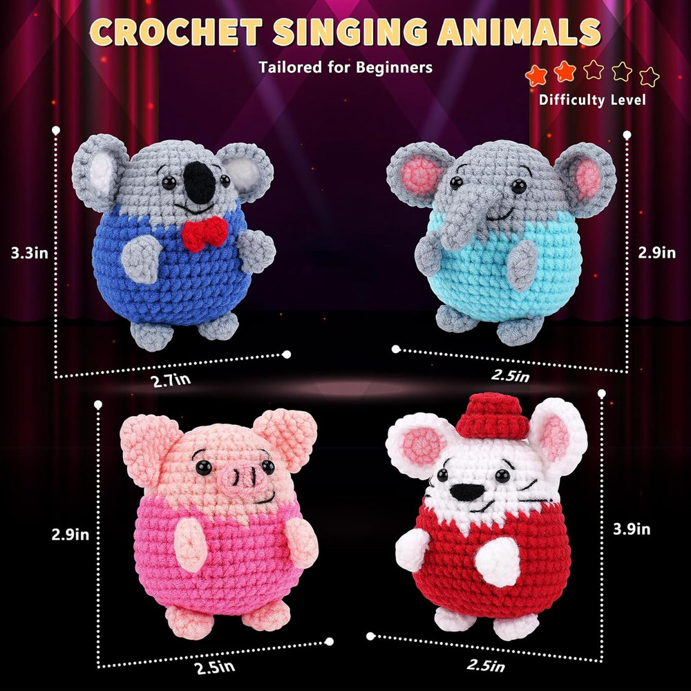 Crochet Kit for Beginners - 4 PCS Crochet Starter Kit with Step-by-Step Video Tu
