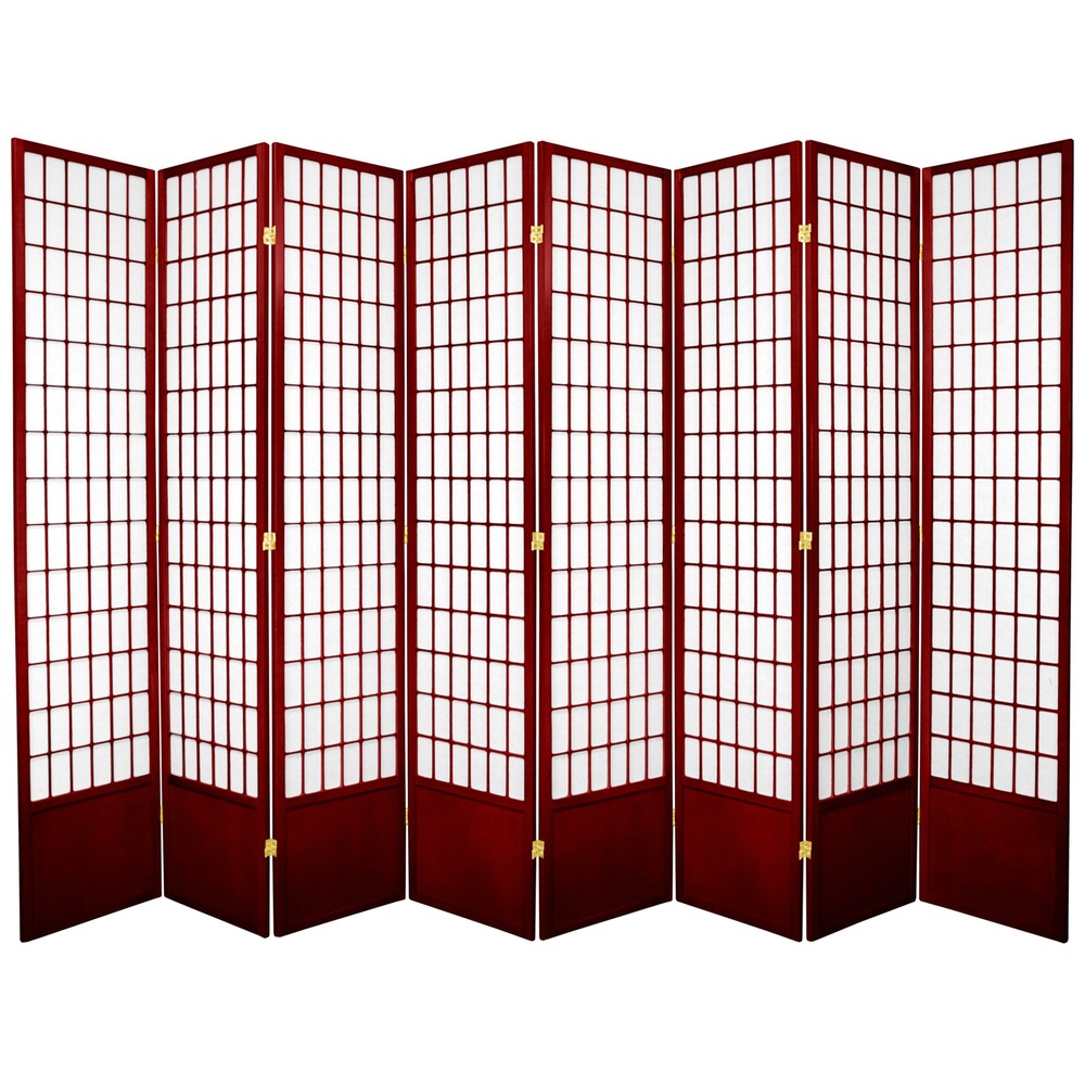 7 ft. Tall Window Pane Shoji Screen - Rosewood - 8 Panels