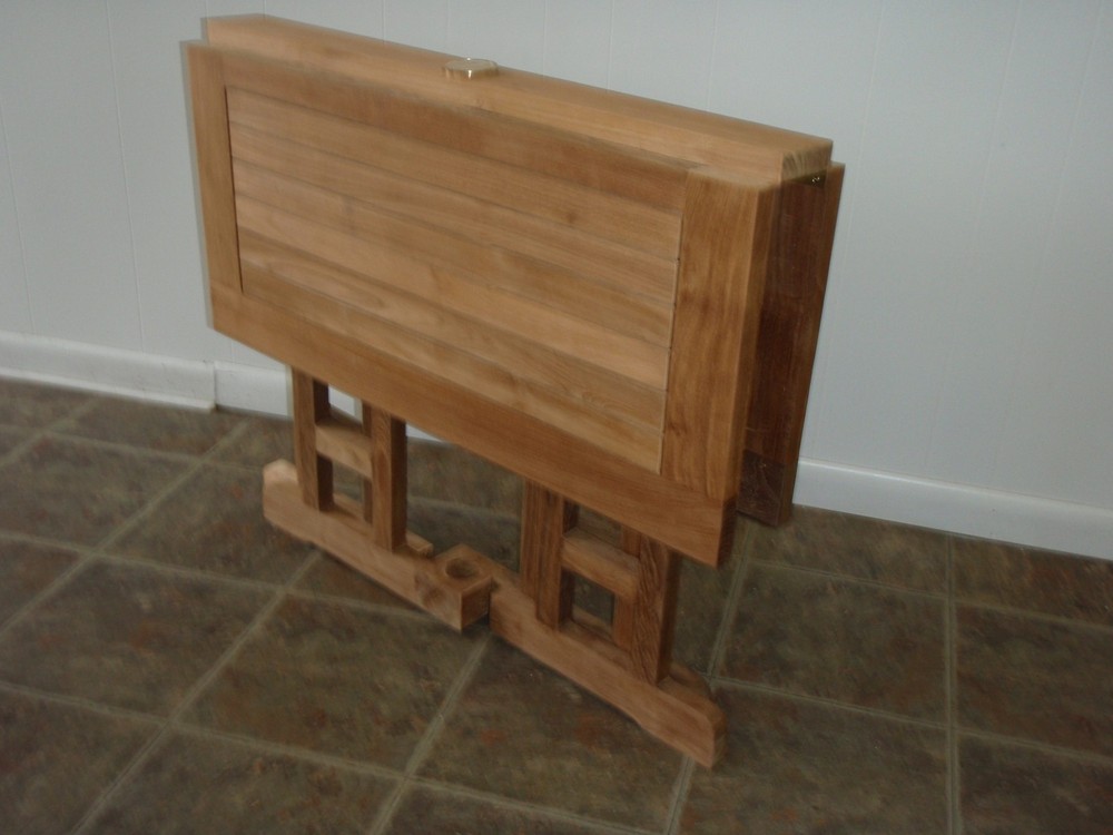 Premium Grade A Teak 27" Square DropLeaf Folding Table,Use w/1 Leaf Up or 2