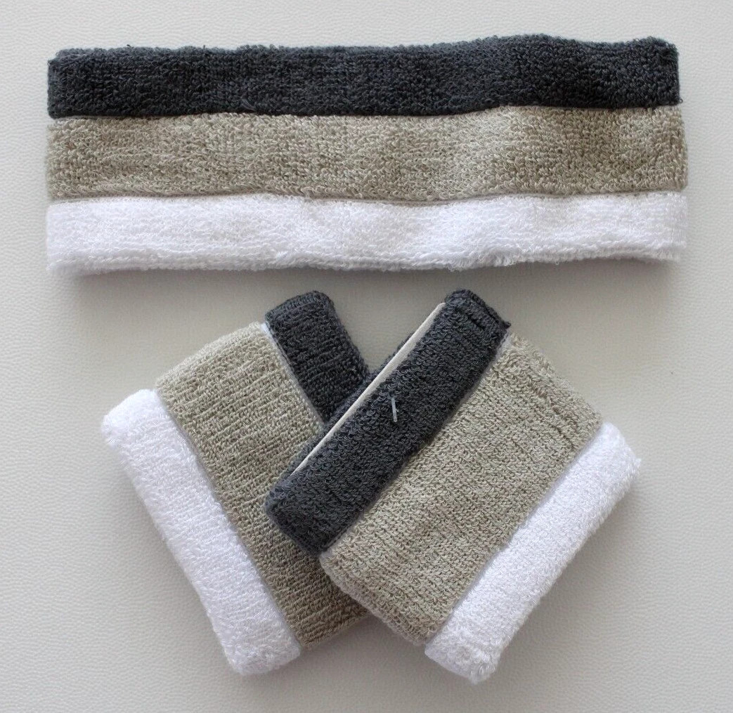 Nike Jordan Terry Headband & Wristbands Set Men's Iron Grey/Stone