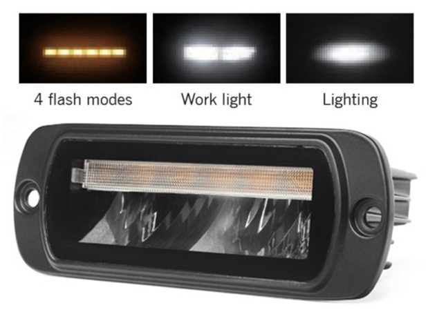 LED Work Light Reverse Light + Amber R65 LED Warning Strobe Lights Flush Mount