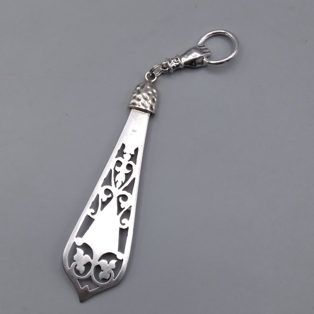Antique Edwardian Solid Silver Keychain / Keyring - (D9)