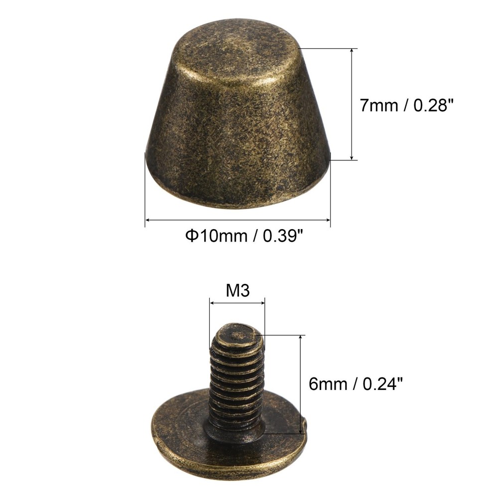 10x7mm Rivet Studs Screw Back Flat Cable Feet Stud Tanned Tip 8pcs