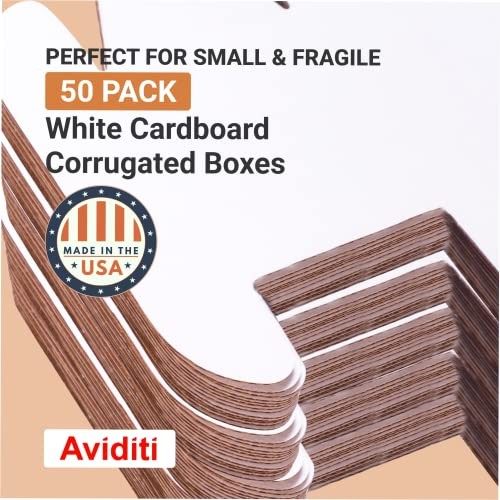 Small Shipping Boxes, 50-Pack | Foldable Corrugated Cardboard Crush-Proof Box