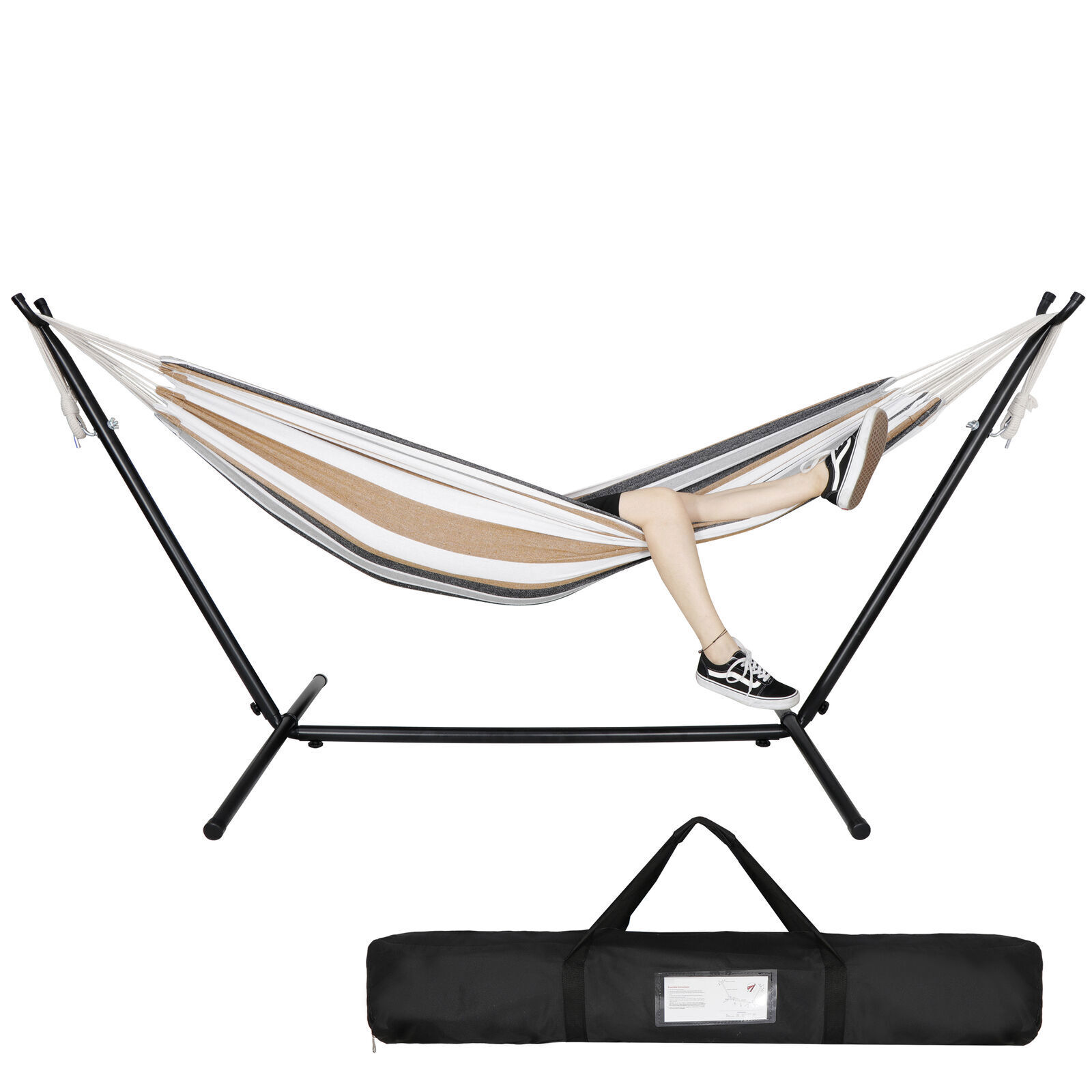 9FT Heavy Duty Portable 2-Person Hammock Steel Stand w/Carrying Case Max 620lbs