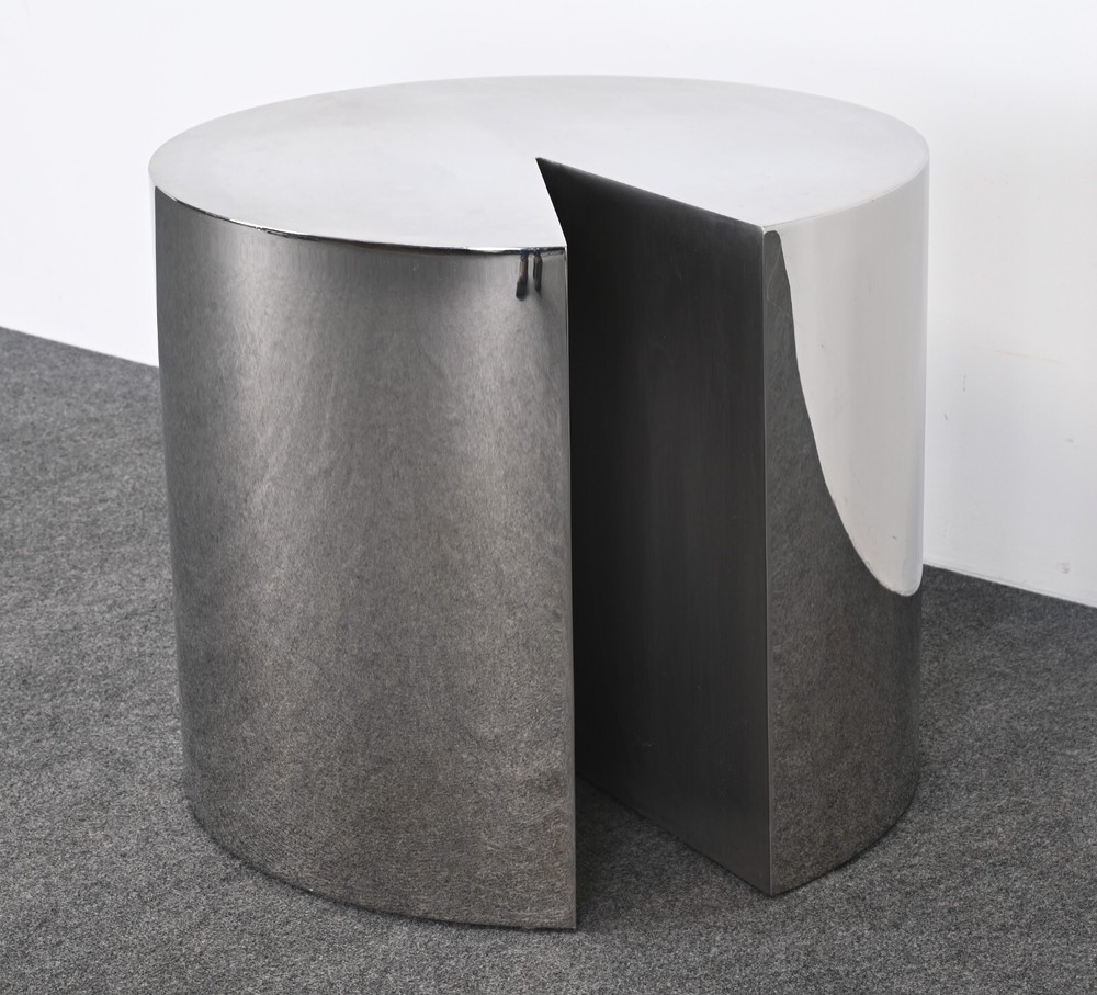 Leon Rosen Pace Style Solid Stainless Steel Side Table, 1980s