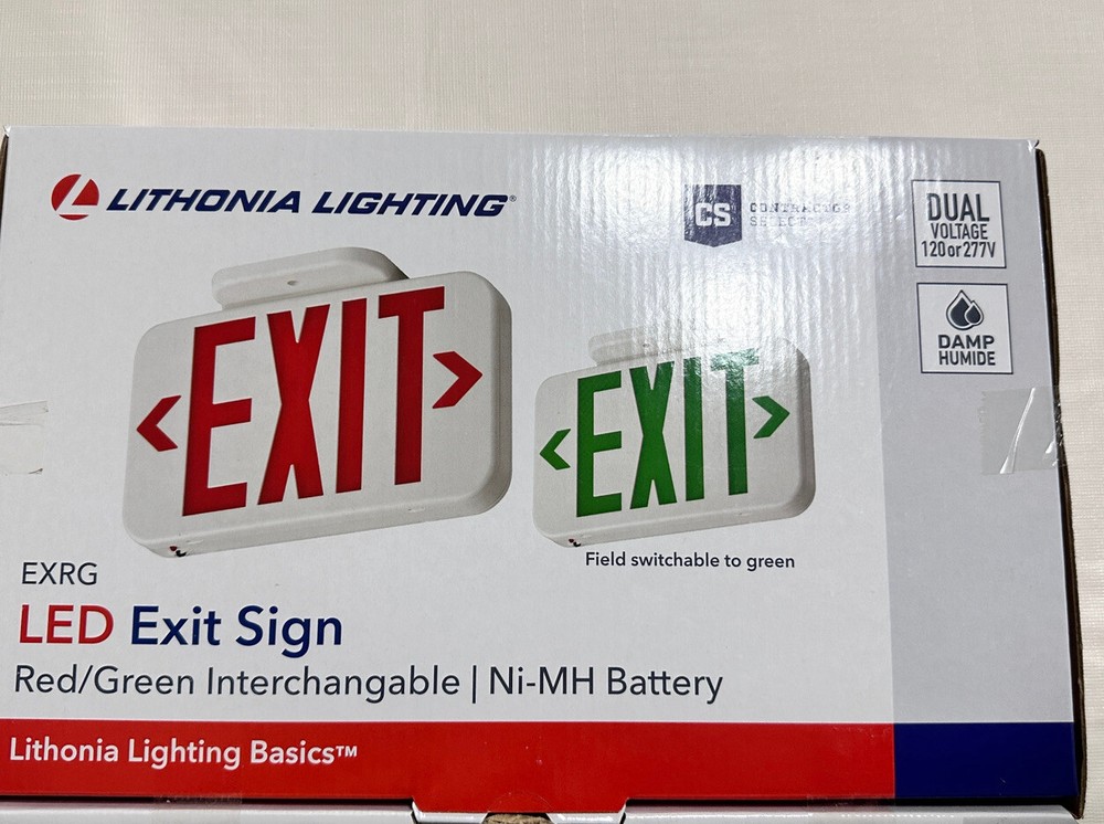 Lithonia Lighting EXRG EL M6 Thermoplastic LED Exit Light, Switchable Red/Green