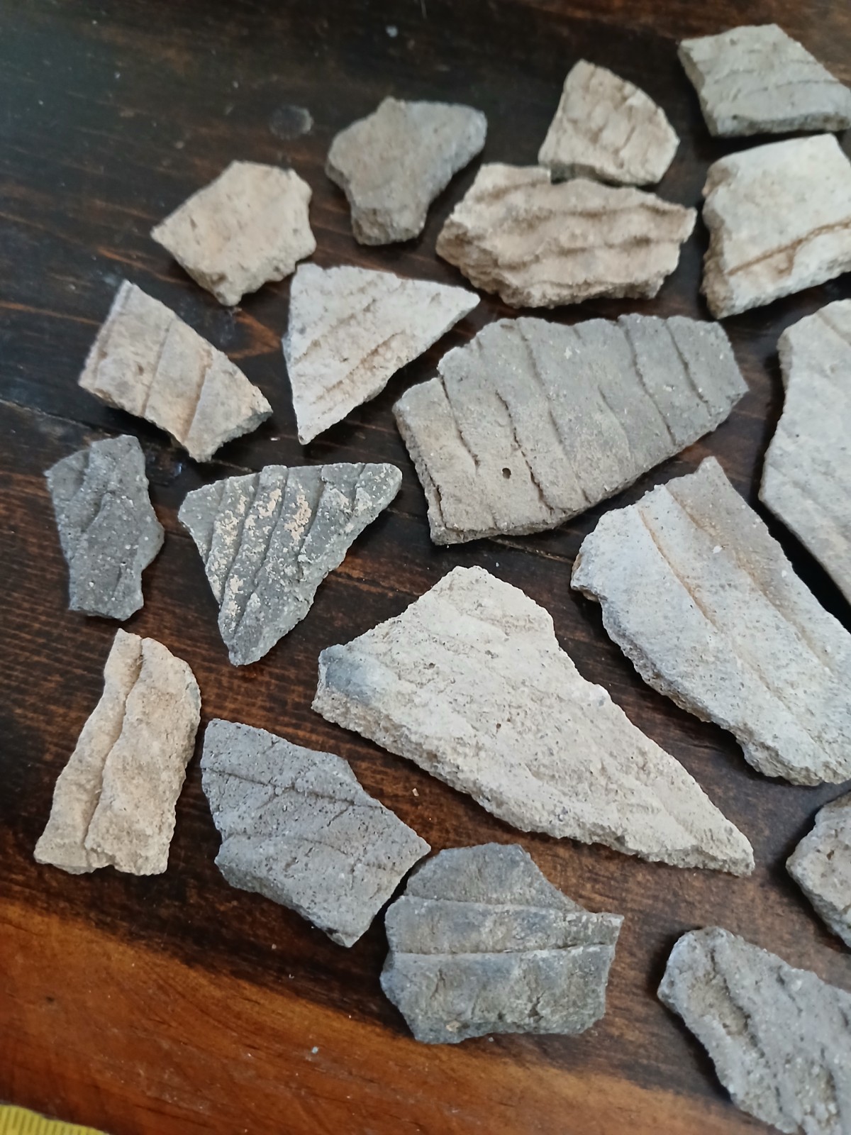 Lot of thirty authentic Anasazi pottery shards all corrugated New Mexico