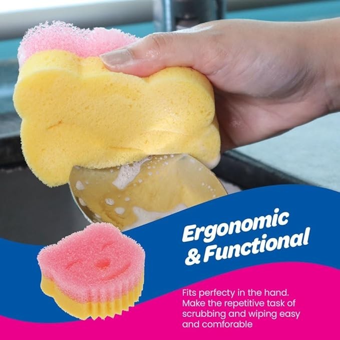 White Magic Scrubtastic Scrub & Wipe Sponge Duo 3 Pack – Dual-Action