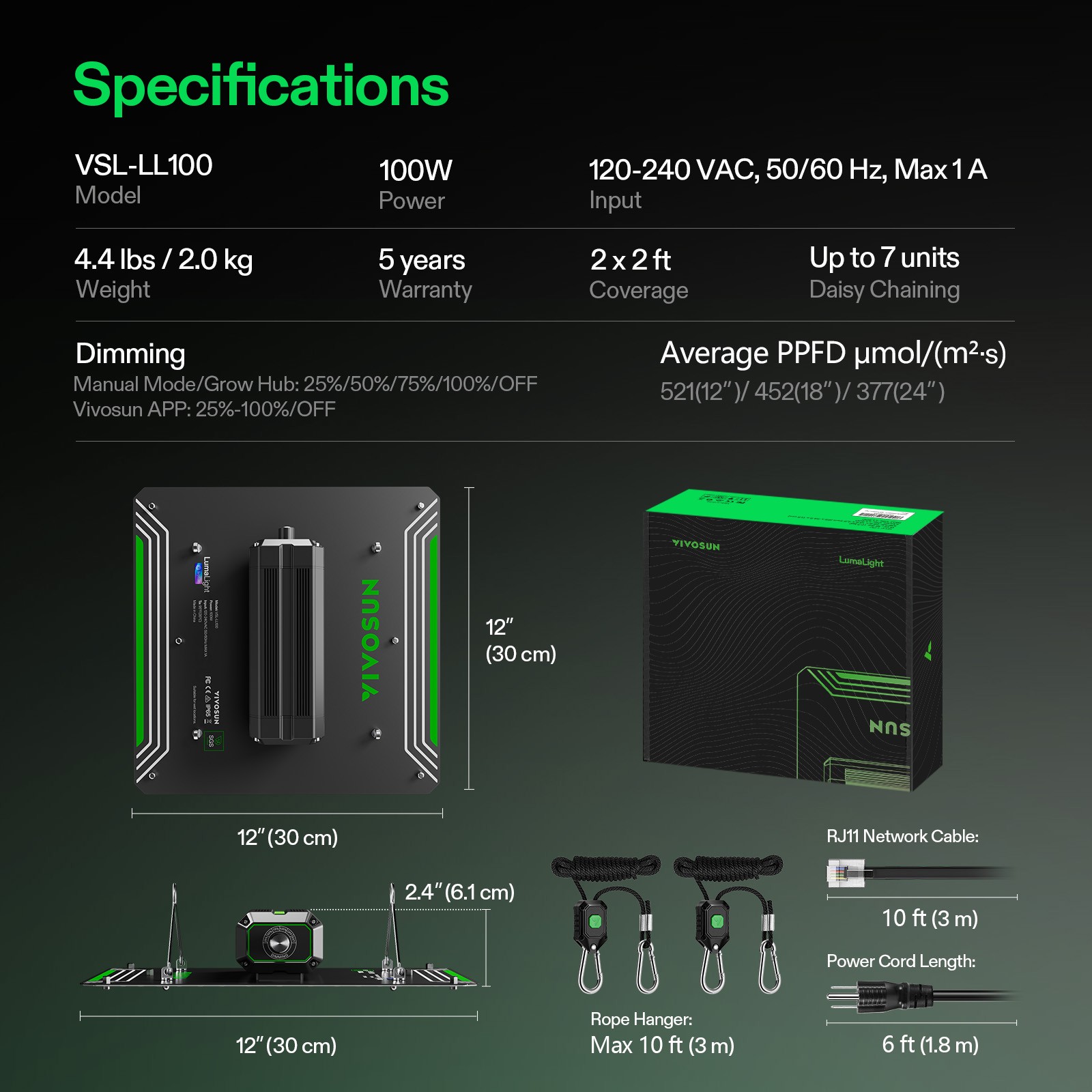VIVOSUN 100W/150W/200W/400W Lumalight LED Grow Light Full Spectrum Indoor Plants