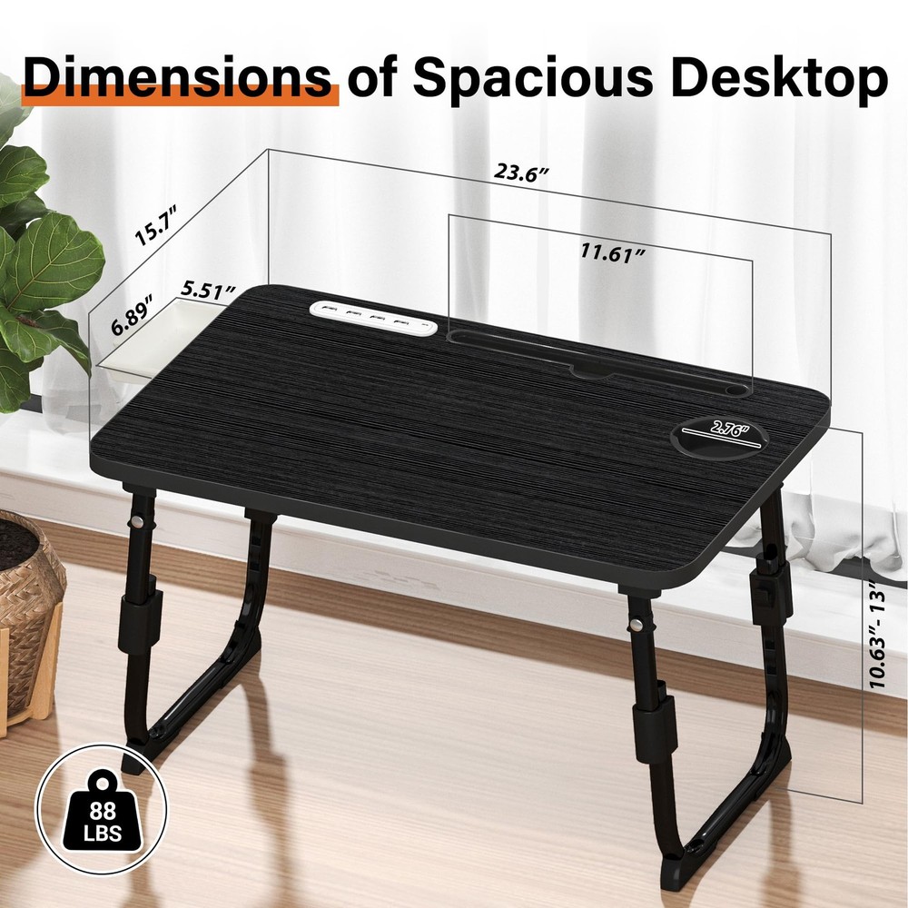 Laptop Desk for Bed Height Adjustable, Lap Bed Table with USB/Storage Drawer/...