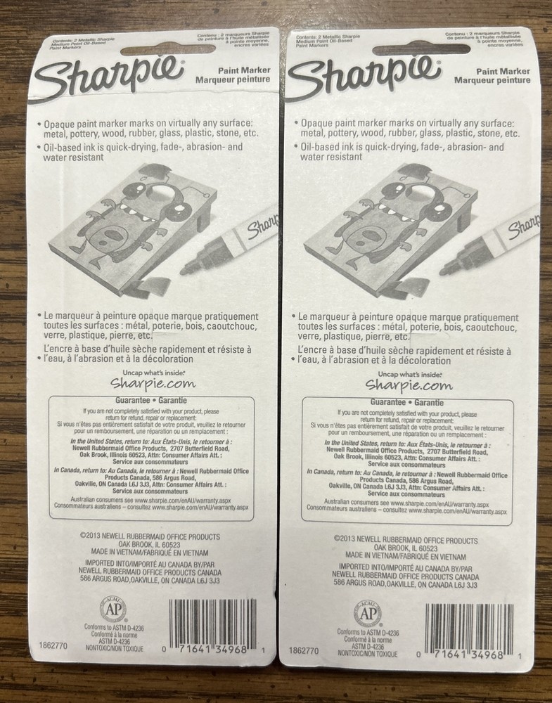 (2) Sharpie Metallic Oil-based Markers Medium Point Assorted 2/Pack (34968PP)