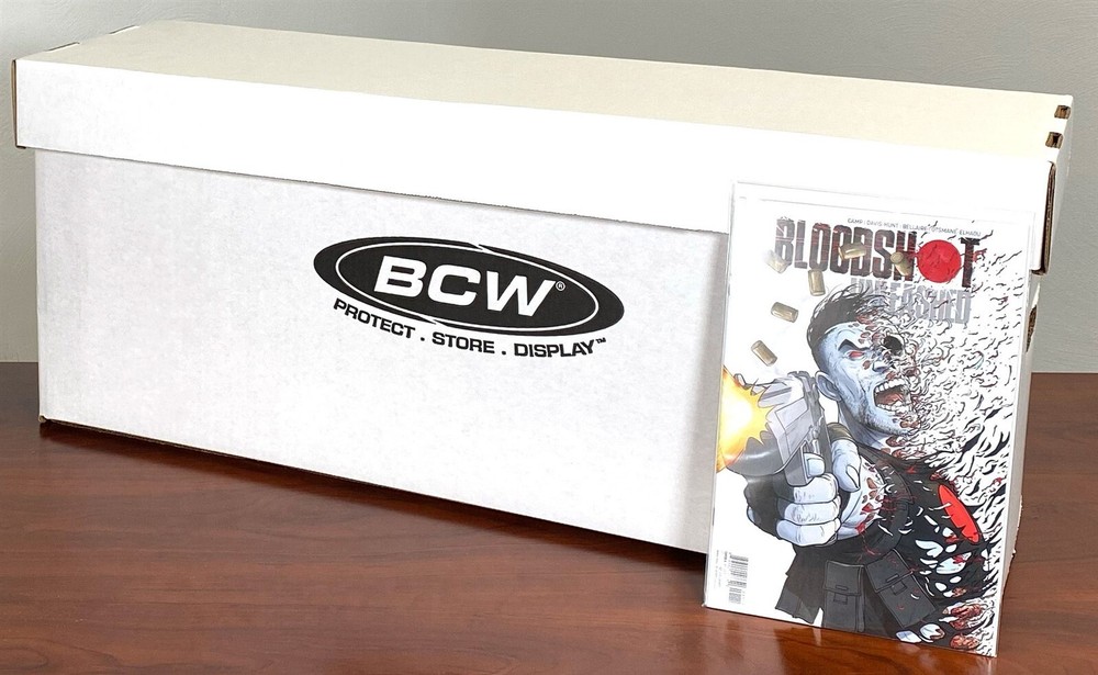 2 Long Comic Book Storage Boxes Holds 200-225 Books Stackable Durable By BCW