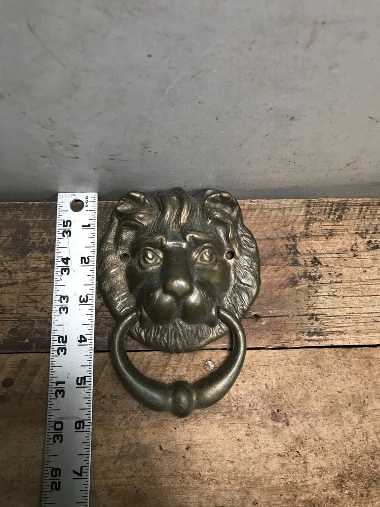 Vintage Brass Lion Head Front Door Knocker Solid Brass (A)