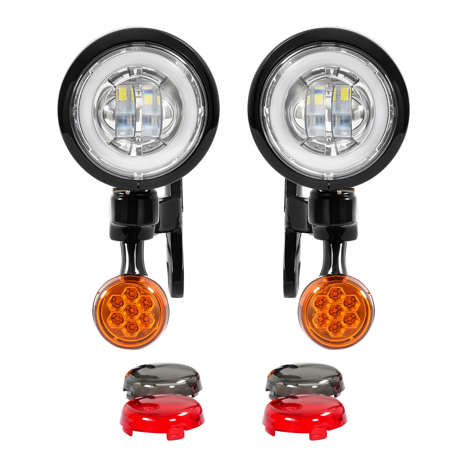 Fog Light Bracket Turn Signal LED For Harley Road King Street Glide 1994-2024