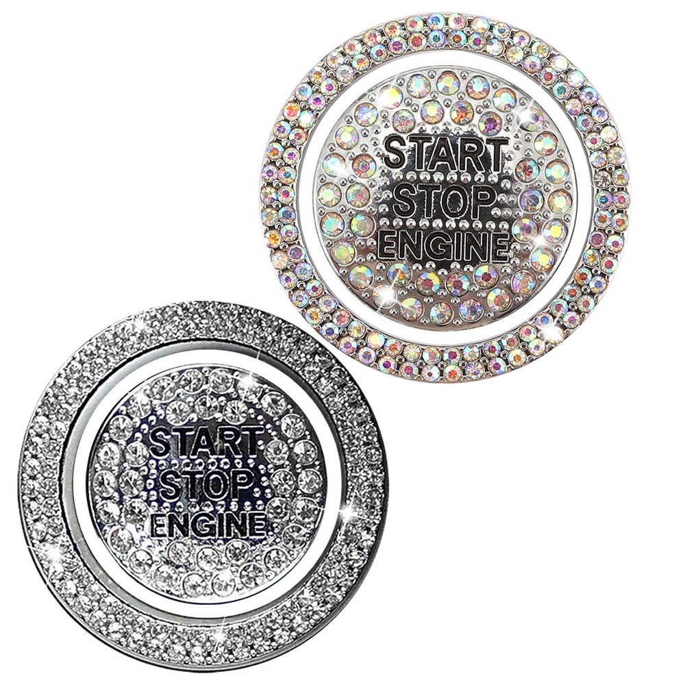 Car Bling Crystal Rhinestone Engine Start Ring Decal Car Push Start Button Cover