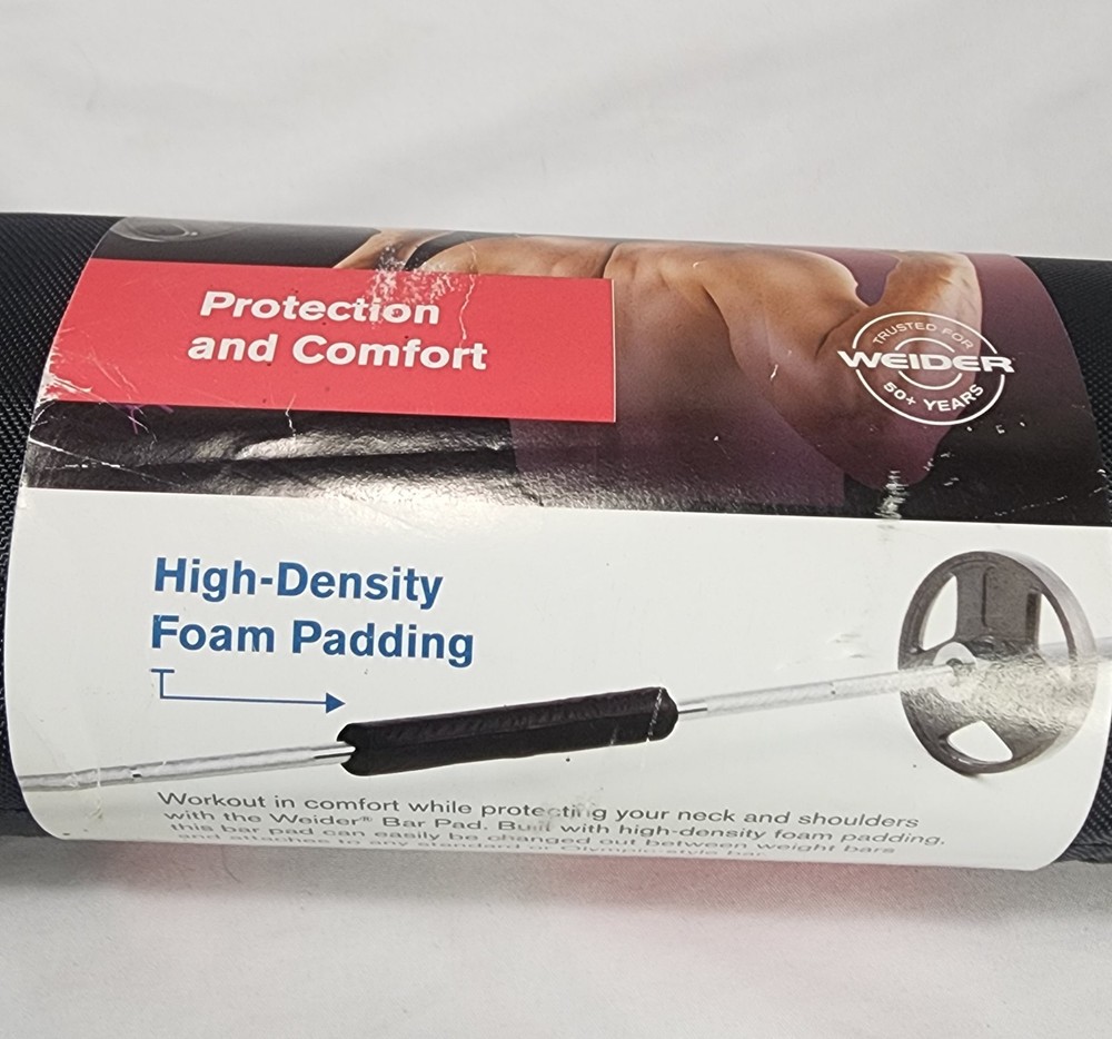 WEIDER Protective Weight Bar HIGH DENSITY Pad w/Hook & Loop Closure 15.5"x3" NEW