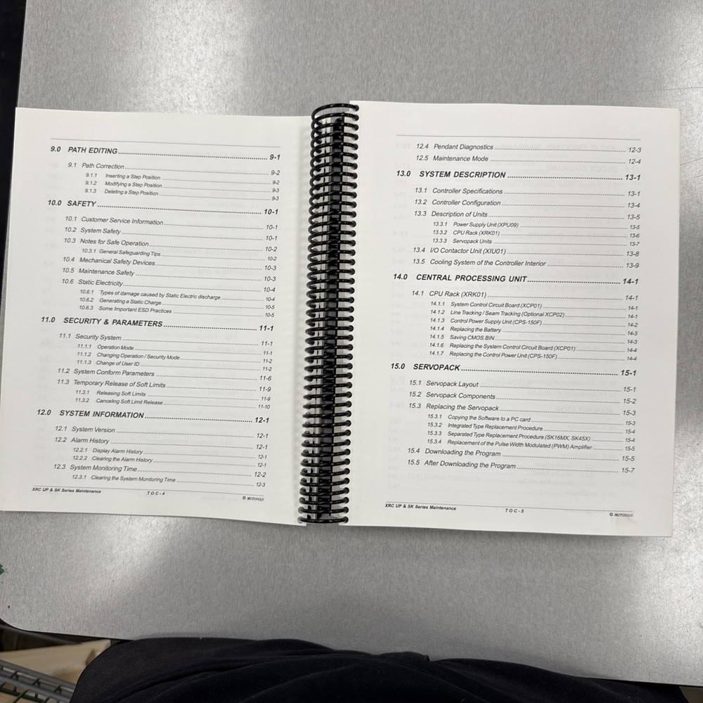 Yaskawa motoman XRC Robot Controller Maintenance Training Manual 1999