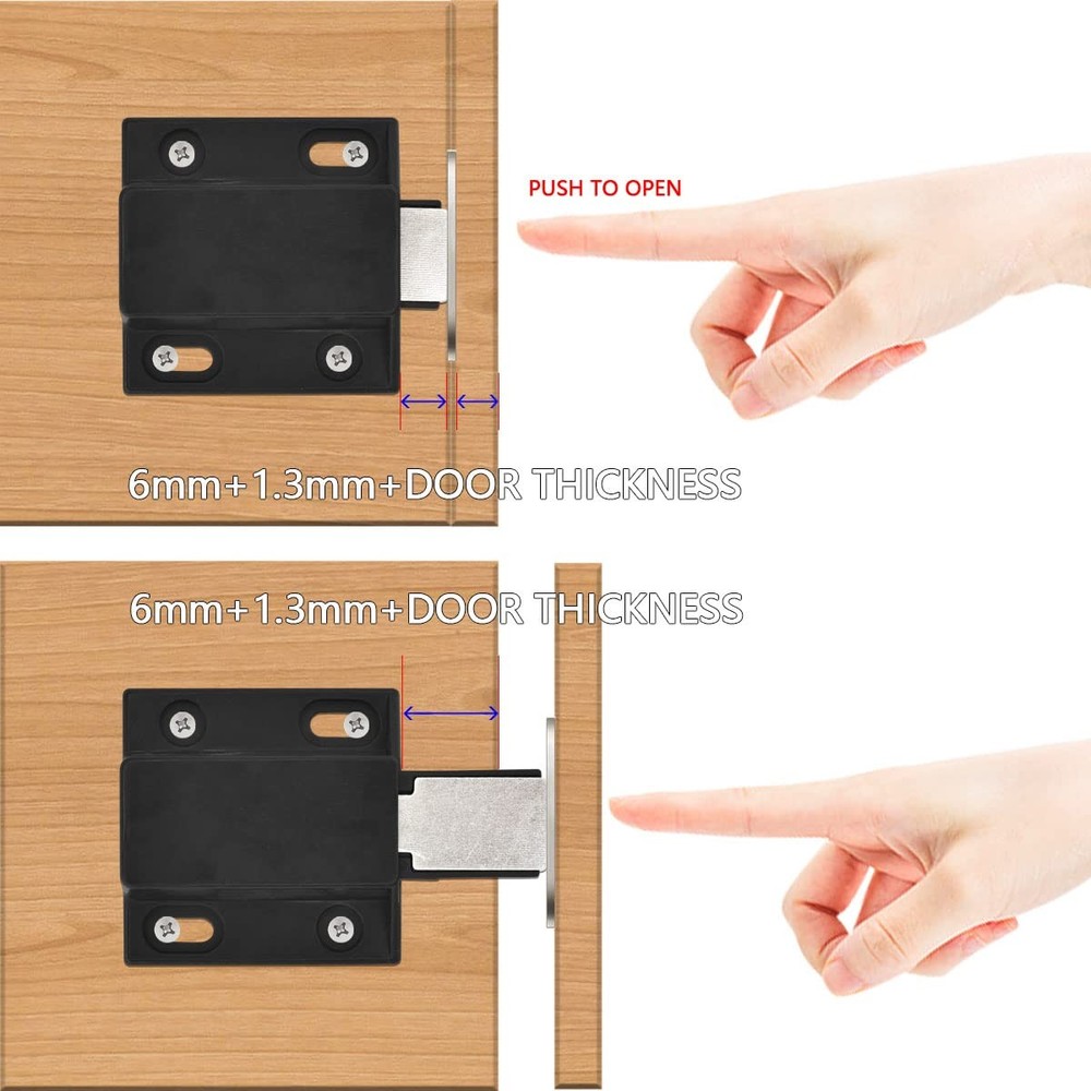 10 Pack Magnetic Push Latch Catch to Open Pressure Touch Black