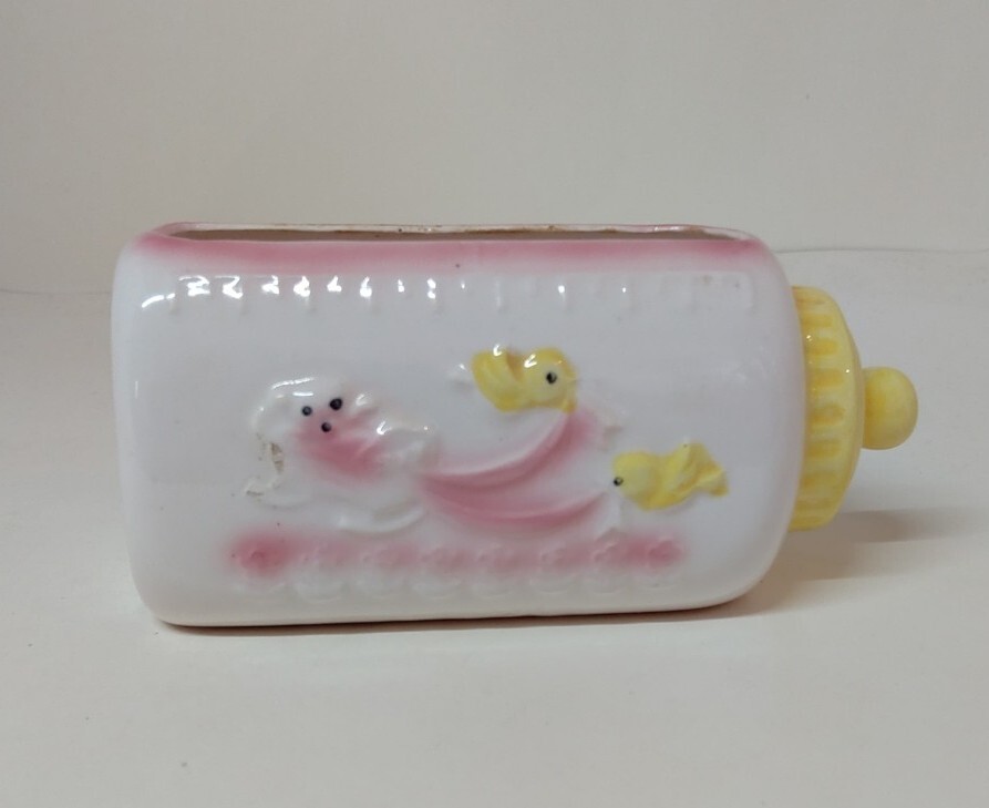 Ceramic Baby Bottle Planter Vase Decor