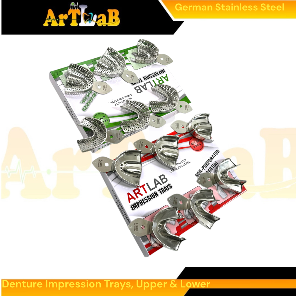 Denture Impression Trays Upper & Lower, Perforated, Non-Perforated, Stainless