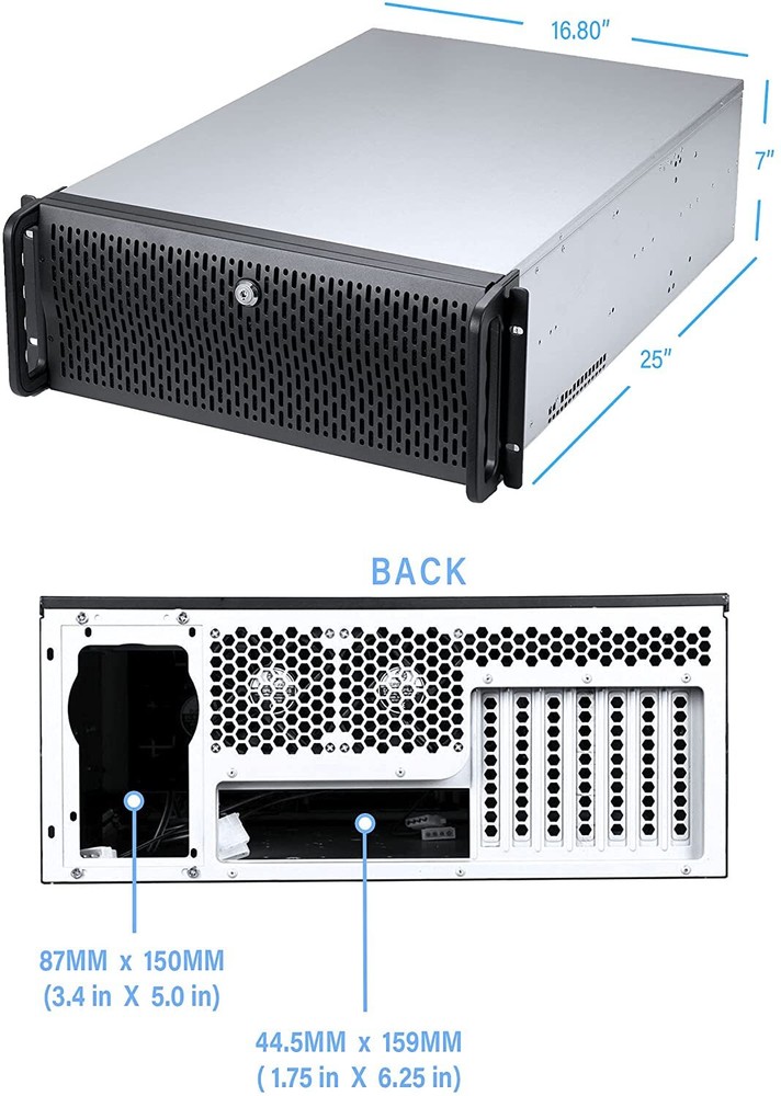 Rosewill 4U Server Chassis Rackmount Case 12x 3.5 HDD Bays 25" Deep