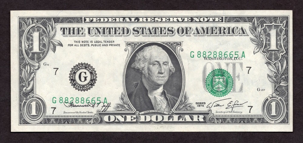 1974 $1 FRN Third Printing Shift Error Note - AU