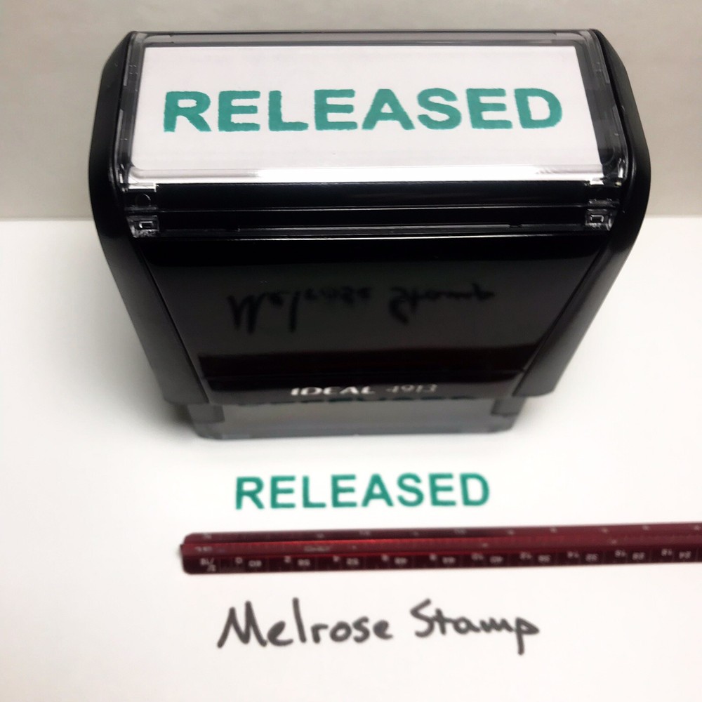 Released Rubber Stamp Green Ink Self Inking Ideal 4913