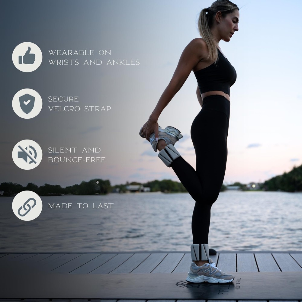 FFLLOOWW Adjustable Ankle & Wrist Weights Set, 2 lbs Each (4 lbs Total), Soft...