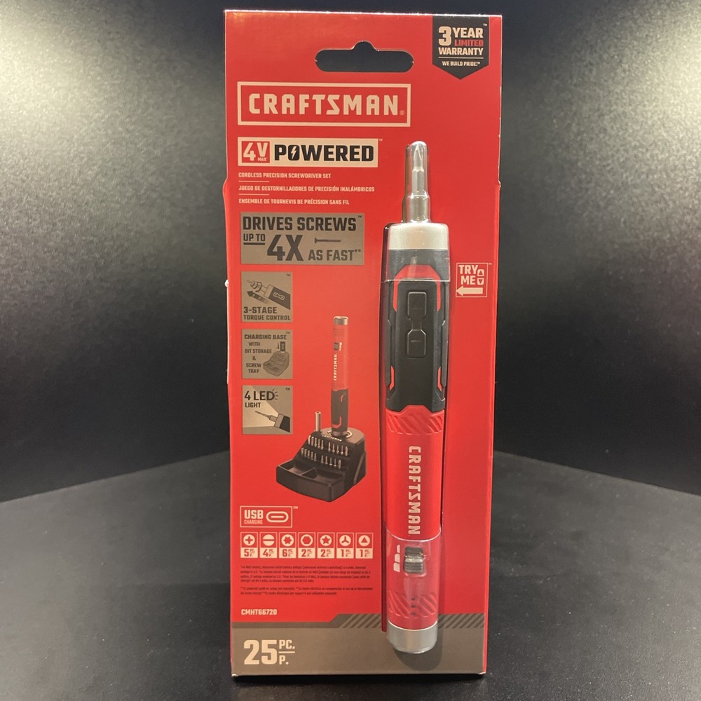Craftsman CMHT66720 4V MAX Cordless Precision Screwdriver 25pc USB 4 LED