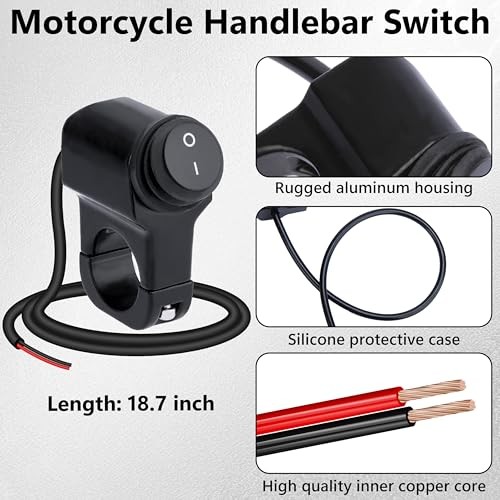 Motorcycle Handlebar Switch 12V, Waterproof Motorcycle Light Toggle 1 PC