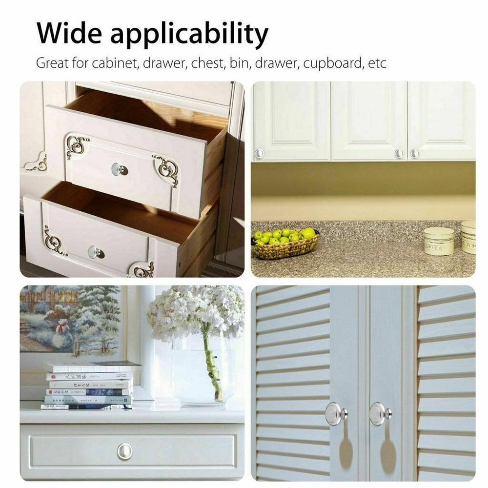 20Pcs Stainless Steel Round Kitchen Cabinet Door Handles Drawer Pulls Knobs