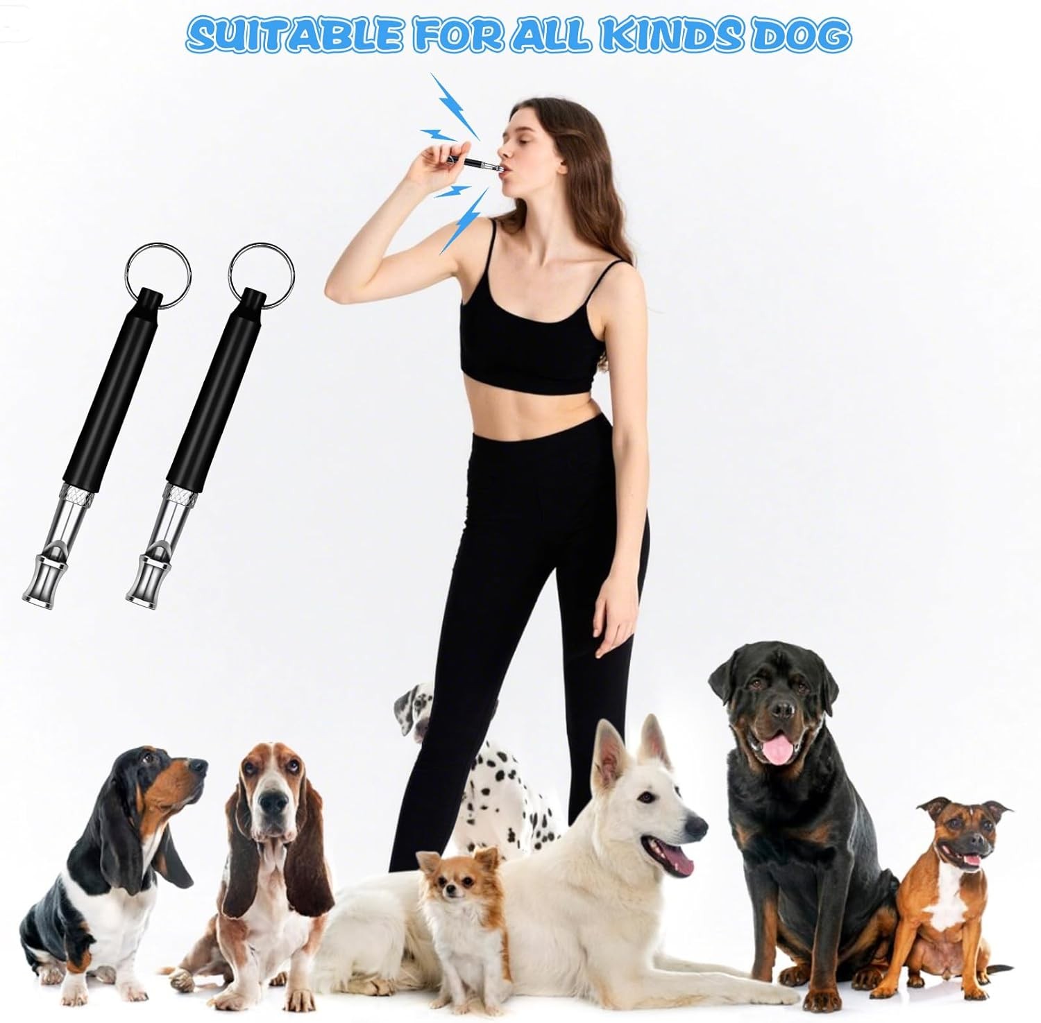 4x Dog Training WHISTLE UltraSonic Obedience Stop Barking Pet Sound Pitch Black