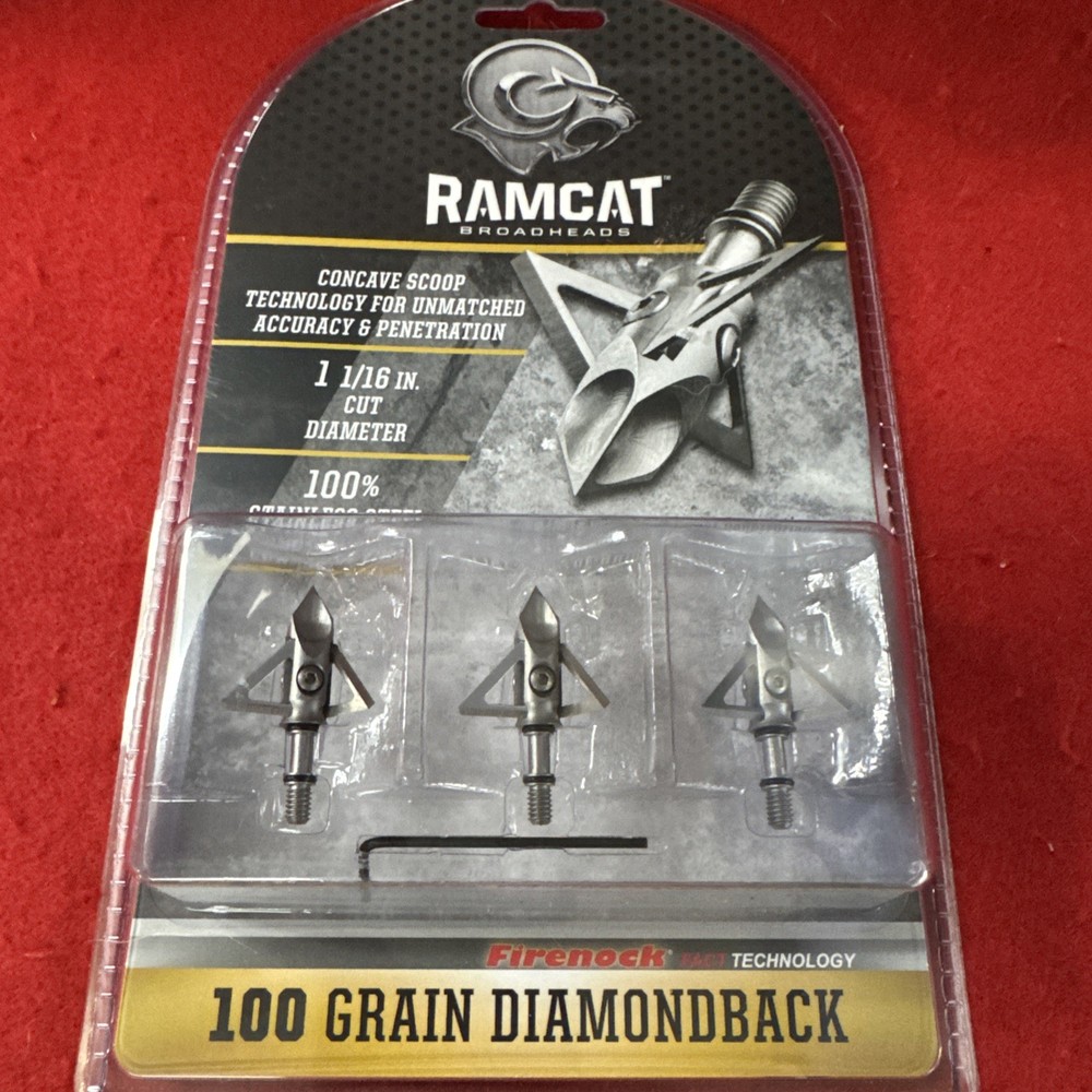 Ramcat Diamondback Fixed Blade Broadheads -100 Grain 1 1/16
