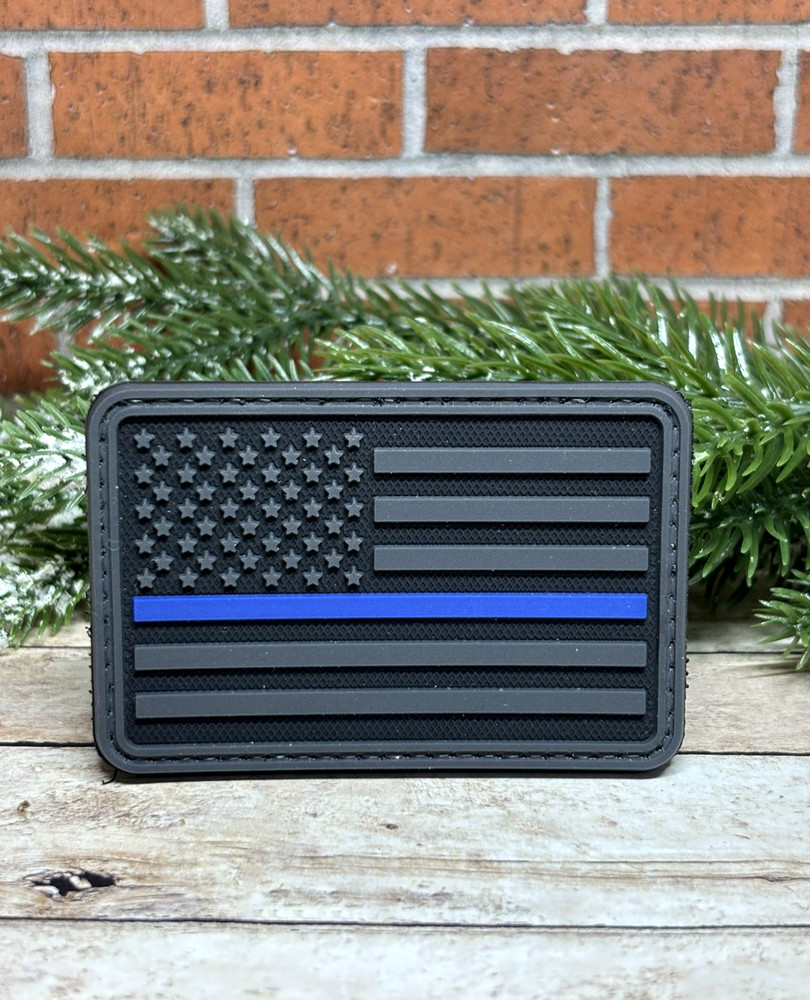 PVC Tactical Patch - USA Thin Blue Line Flag Patch - Morale Gun Police Patch