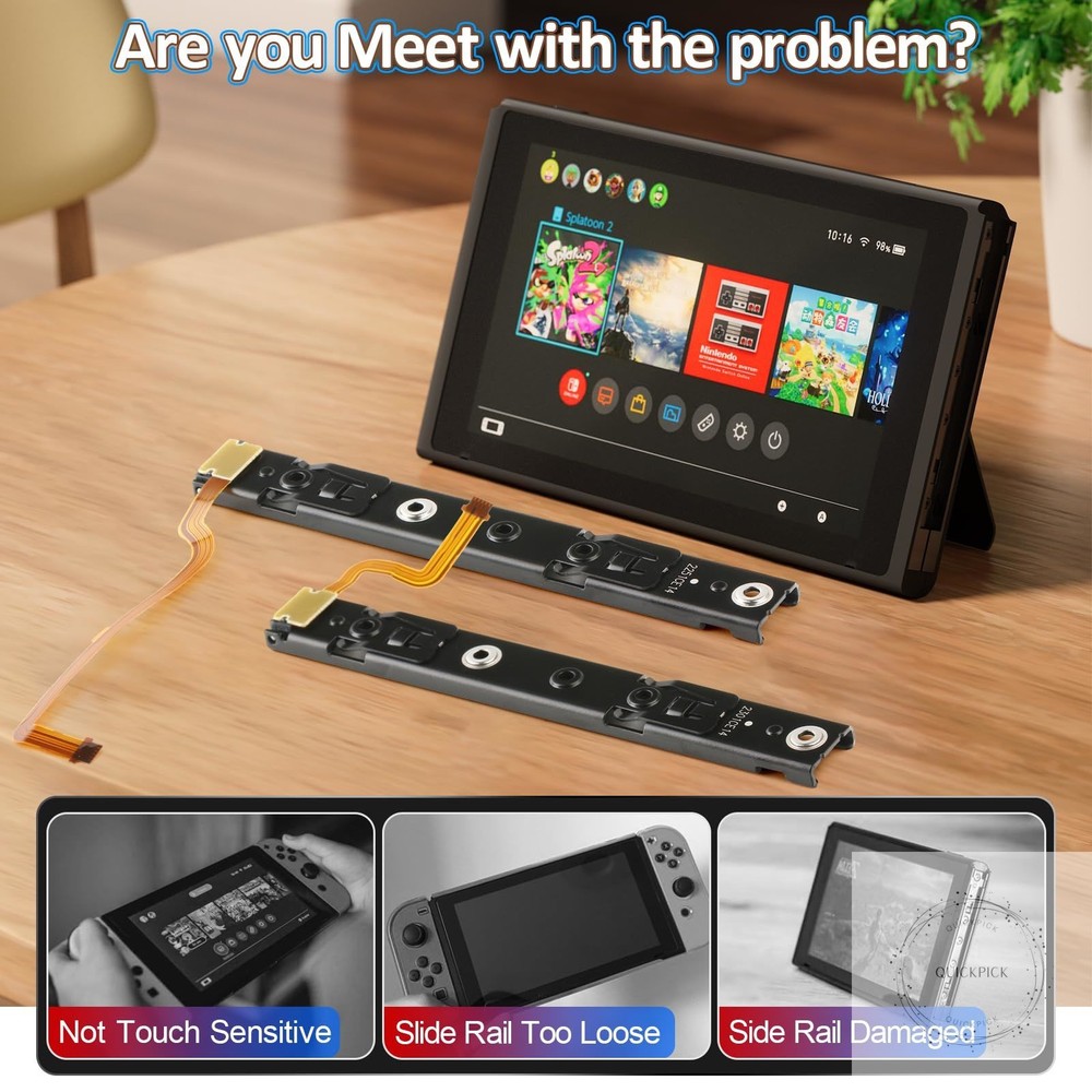 Left and Right Slide Rail for Nintendo Switch Console Slide Rail Bar Replacement