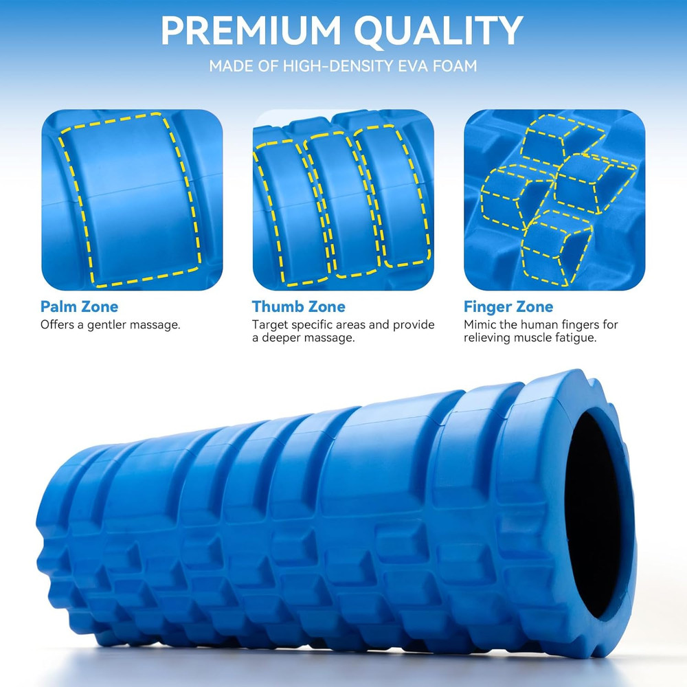 Foam Roller for Deep Tissue Massager, 13" High Density Exercise Patented Roller