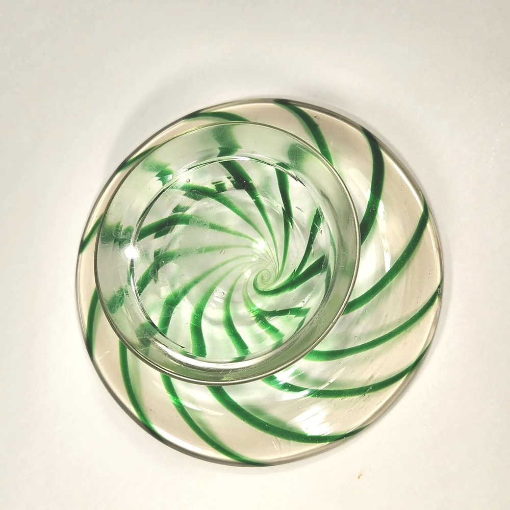 Green Peppermint Swirl on Clear Multipurpose Dish (READ)