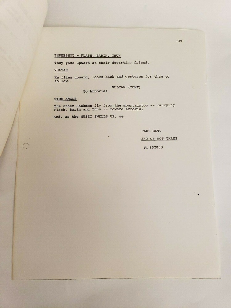 FLASH GORDON / Ted Pedersen 1979 Script "Chapter 3: Vultan, King of the Hawkmen"