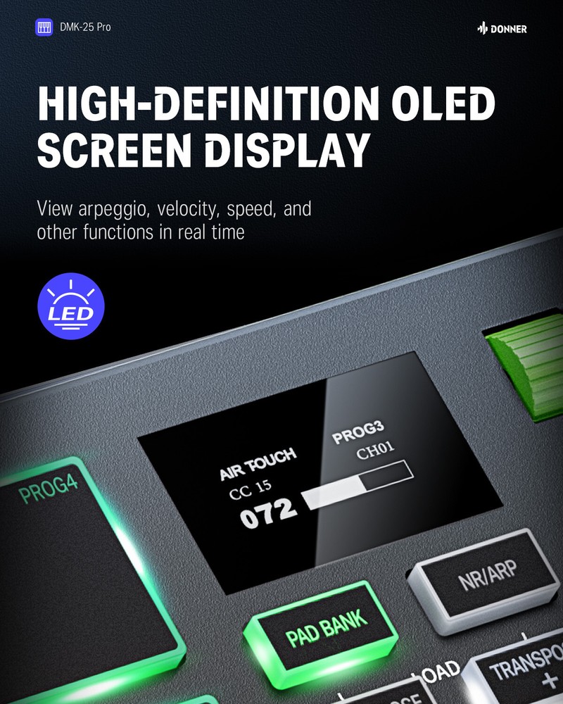 🎹 Donner DMK-25 Pro MIDI Keyboard Controller +Music Production Software | Green