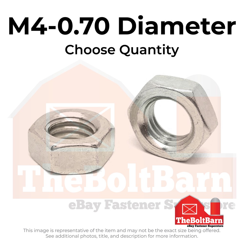 M4-0.7 A2-70 Stainless Steel Hex Jam Nuts (Pick Quantity)