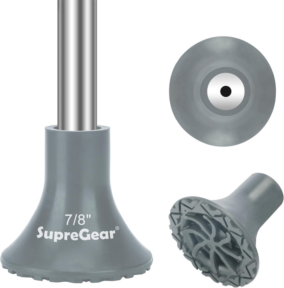 Crutch Tip 7/8 Inch Heavy Duty, Non-Slip Rubber Replacement Cane Tips, All Terra