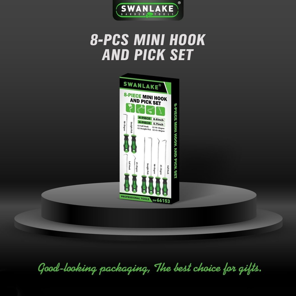 Mini Hook & Pick Set 8-Piece 8.6''- 5.7'' Automotive Tools, Mechanic, Puller DIY