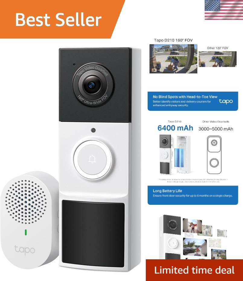 Smart Video Doorbell D210 - 2K Resolution, Two-Way Audio & Secure Storage