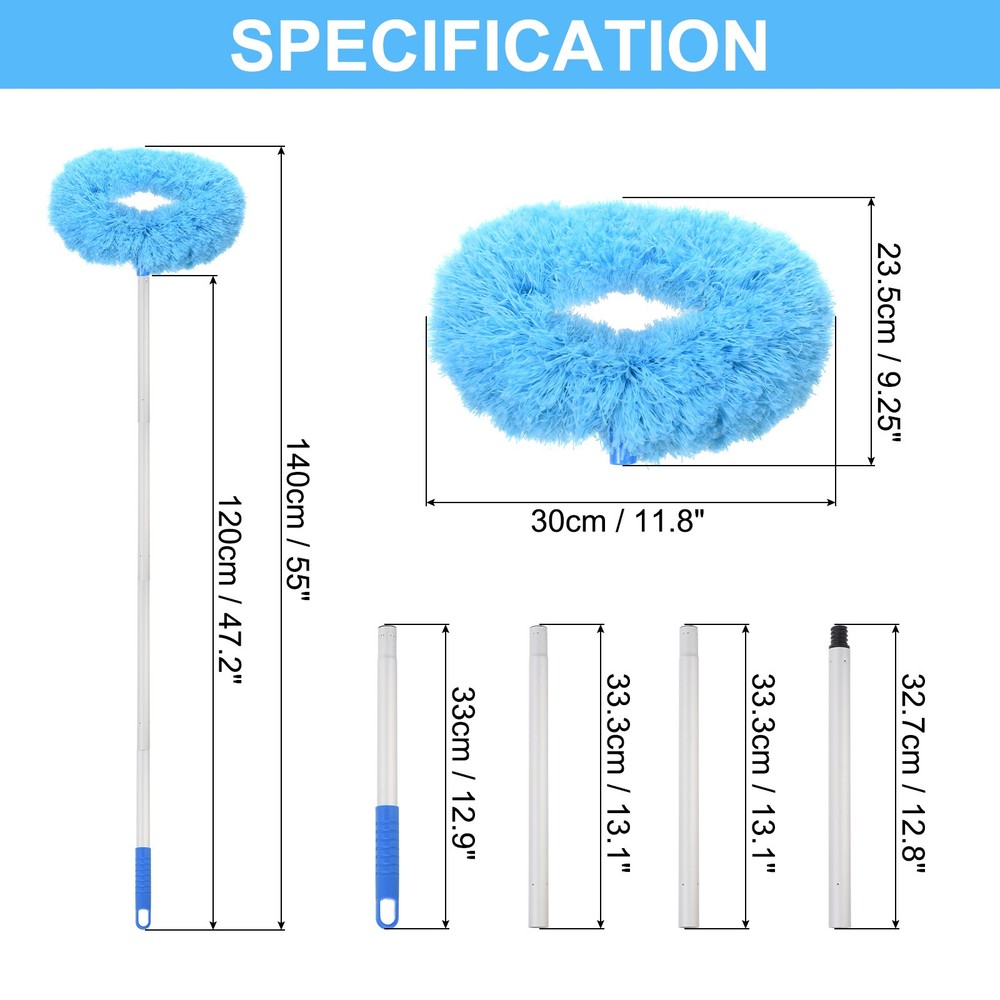 Ceiling Fan Cleaner Duster 12.9" to 47.2" Microfiber Clean Tool Extendable Blue